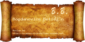 Bogdanovics Belián névjegykártya